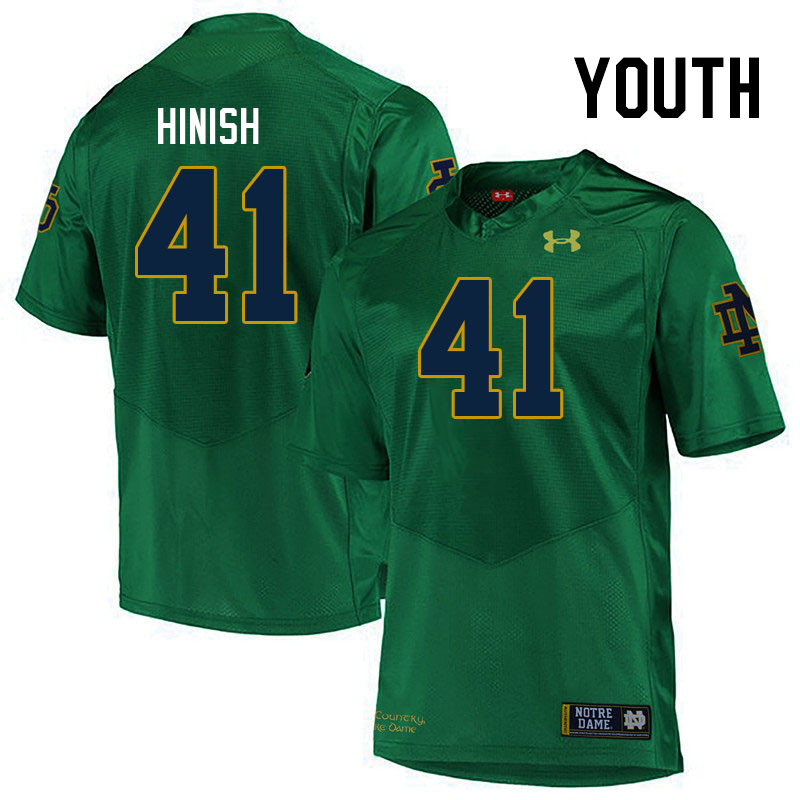 Youth #41 Donovan Hinish Notre Dame Fighting Irish College Football Jerseys Stitched-Green